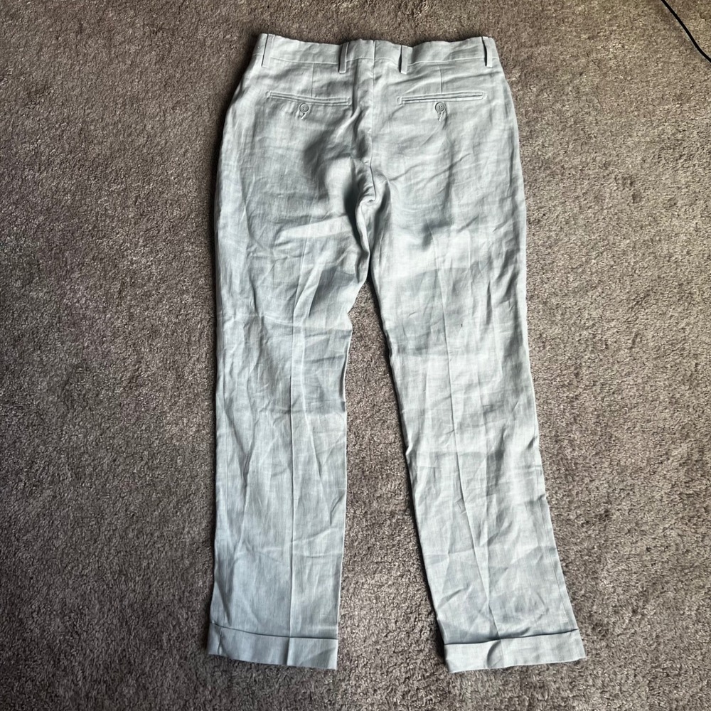 Kirrin Finch Light Blue 100% Linen Dress Pants Made in Italy Size 6